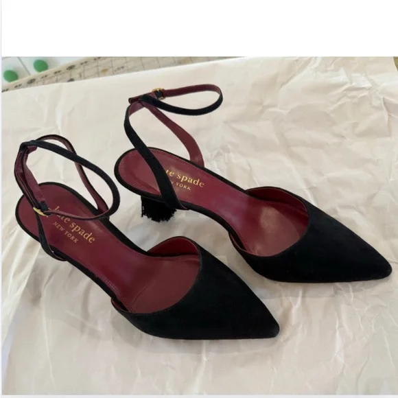 Kate Spade Voila Tassle Black Suede Women's Heels - Picture 4 of 11